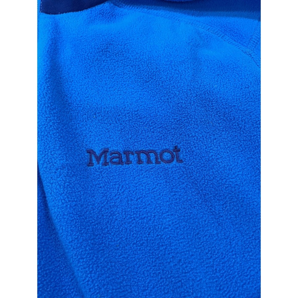 Marmot Jacket Mens XL Blue Polartec Fleece Full Zip Drawcord Hem Pockets Outdoor - Picture 3 of 12